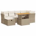 Miniatyrbillede 3 af 11: vidaXL sofasæt til haven 7 dele med hynder polyrattan akacietræ beige
