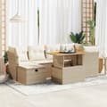 Miniatyrbillede 2 af 11: vidaXL sofasæt til haven 7 dele med hynder polyrattan akacietræ beige