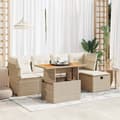 Miniatyrbillede 2 af 11: vidaXL sofasæt til haven 6 dele med hynder polyrattan akacietræ beige