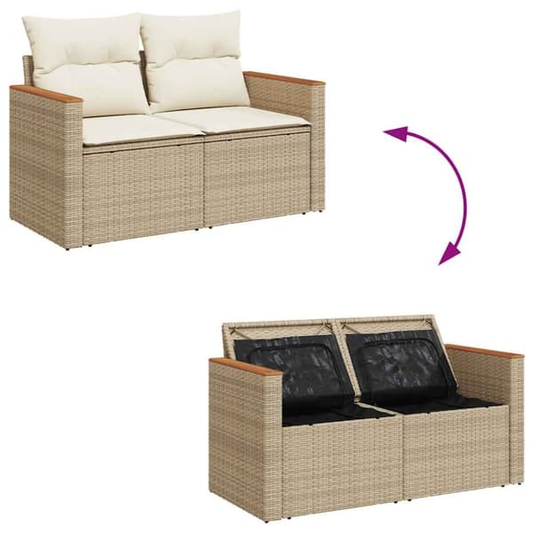 vidaXL sofasæt til haven 9 dele med hynder polyrattan akacietræ beige