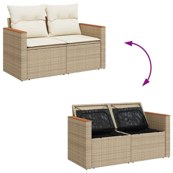 vidaXL sofasæt til haven 9 dele med hynder polyrattan akacietræ beige