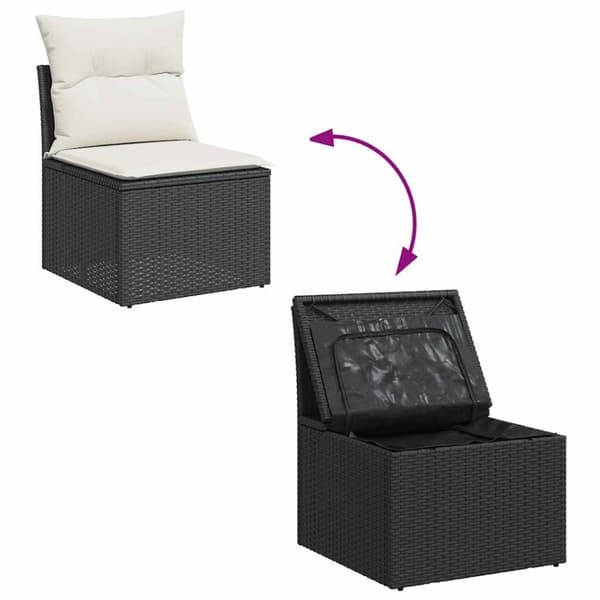vidaXL Hagesofaer med puter 6 deler svart polyrotting akasie