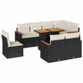Miniatyrbilde 3 av 11: vidaXL Hagesofaer med puter 9 deler svart polyrotting akasie