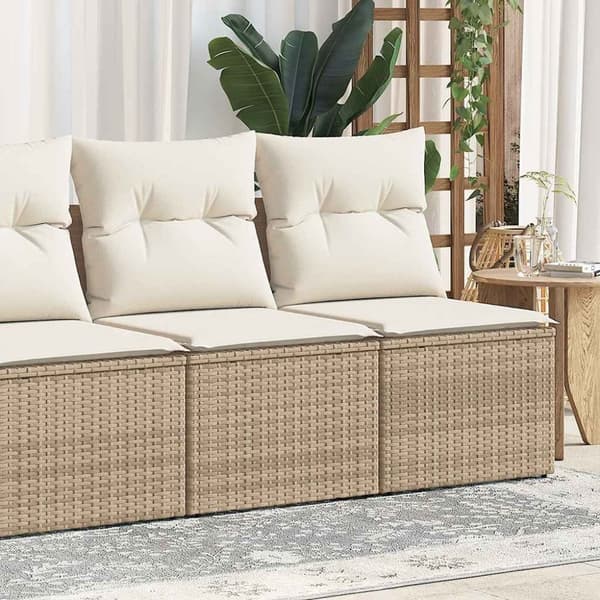 vidaXL Trädgårdssoffset med dynor 2 delar beige konstrotting akaciaträ