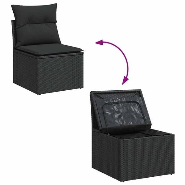 vidaXL Hagesofaer med puter 6 deler svart polyrotting akasie