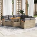 Miniatyrbilde 2 av 11: vidaXL Hagesofaer med puter 9 deler beige polyrotting akasie