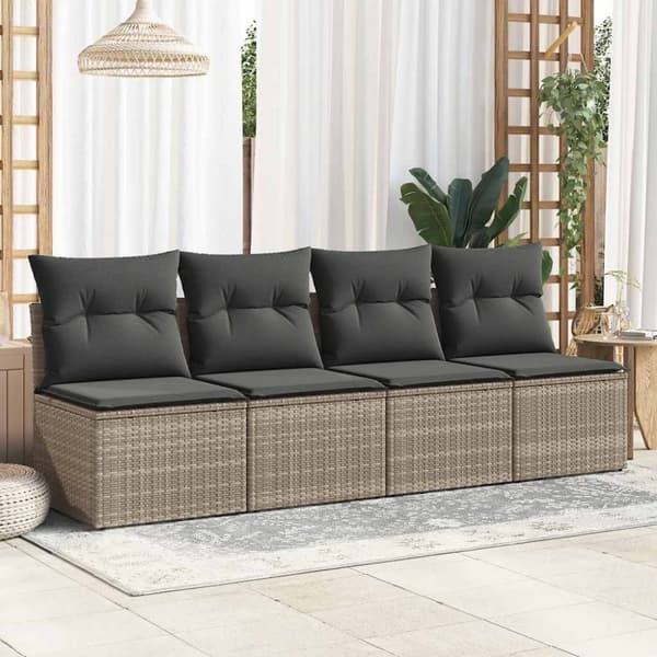 vidaXL sofasæt til haven 2 dele med hynder polyrattan akacietræ grå