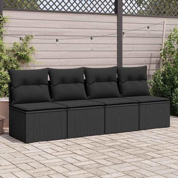 vidaXL sofasæt til haven 2 dele med hynder polyrattan akacietræ sort