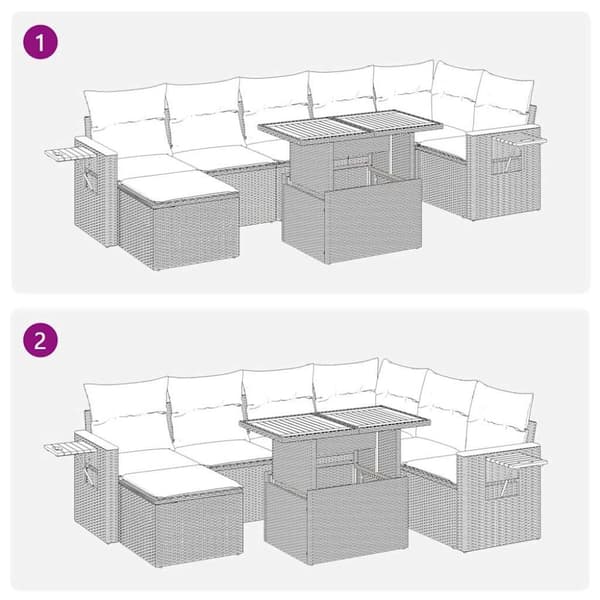 vidaXL sofasæt til haven 8 dele med hynder polyrattan akacietræ beige