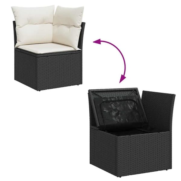 vidaXL Hagesofaer med puter 9 deler svart polyrotting akasie