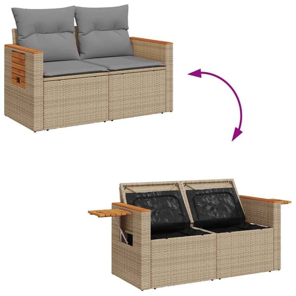 vidaXL sofasæt til haven 7 dele med hynder polyrattan akacietræ beige