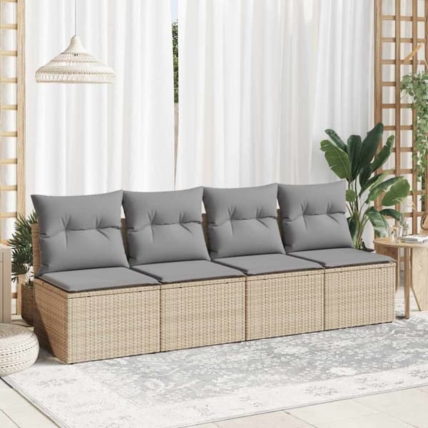 vidaXL sofasæt til haven 2 dele med hynder polyrattan akacietræ beige