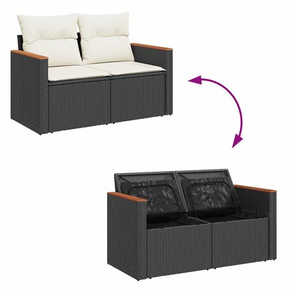 vidaXL Hagesofaer med puter 8 deler svart polyrotting akasie