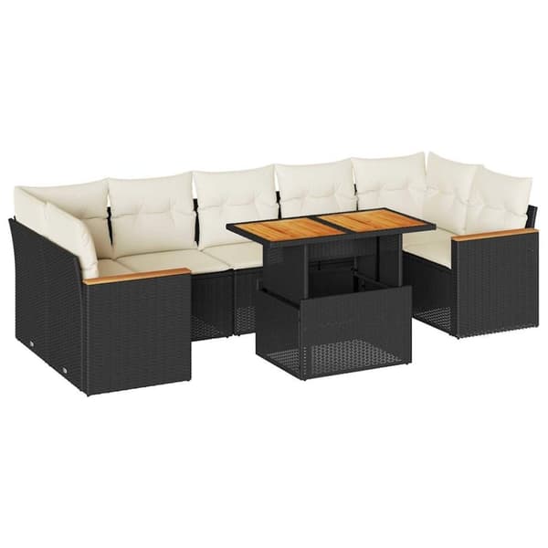 vidaXL Hagesofaer med puter 8 deler svart polyrotting akasie