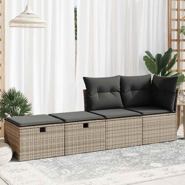 vidaXL sofasæt til haven 2 dele med hynder polyrattan akacietræ grå