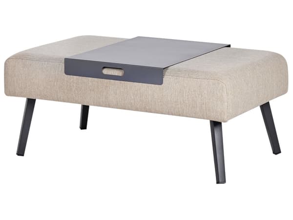 4-personers sofasæt i beige olefinstof i aluminiumsstel i moderne stil have-ydre