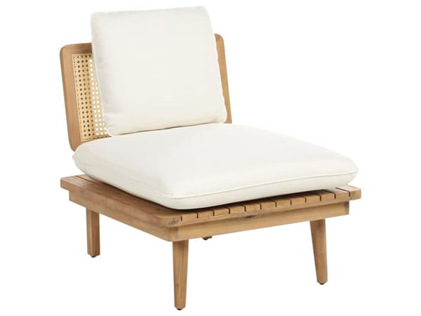 5-delt havesæt Lyst træ Lys beige hynder Sofa Lænestol Sofabord 4-personers Boho-stil
