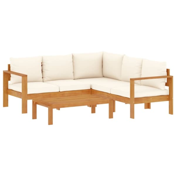 Loungeset med dynor 4 delar massivt akaciaträ