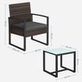 Miniatyrbillede 7 af 7: Rootz Rattan Look Havemøbelsæt - 3 dele - Terrassesæt -PE Materiale - VFT polstring - Brun-Grå - 57,5 ​​cm x 53 cm x 76 cm