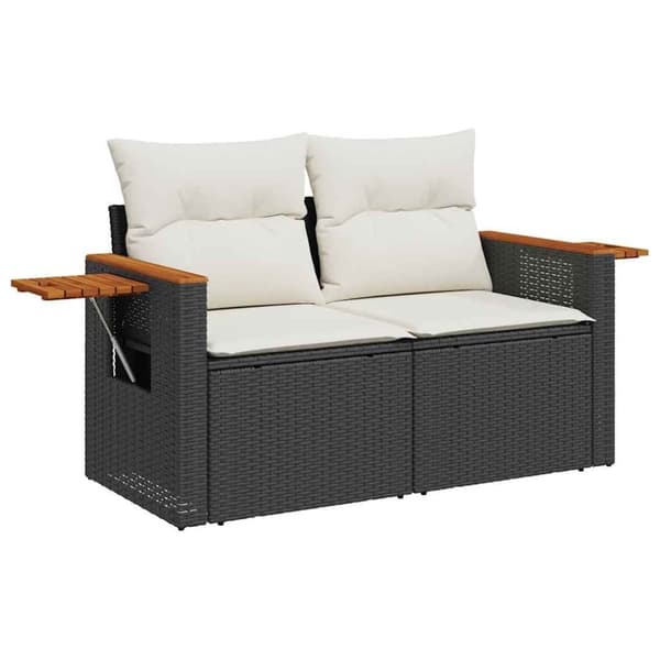 vidaXL sofasæt til haven 6 dele med hynder polyrattan akacietræ sort