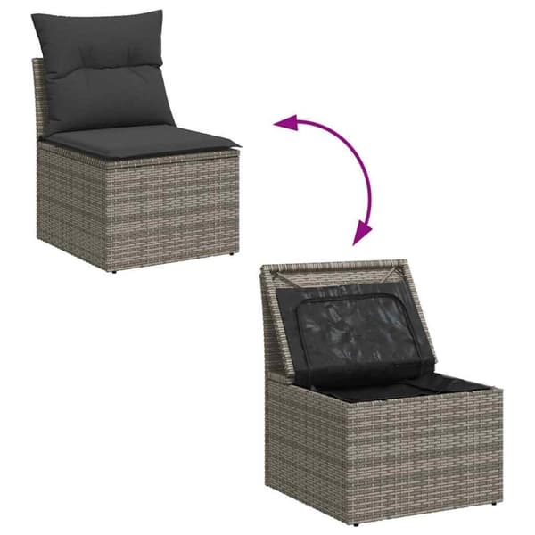 vidaXL sofasæt 5 dele med hynder polyrattan akacietræ grå