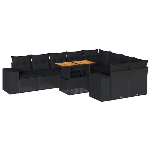vidaXL Hagesofaer med puter 10 deler svart polyrotting akasie