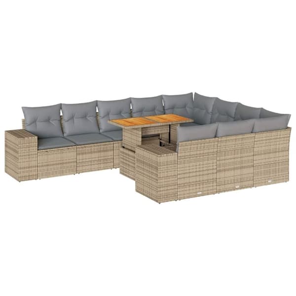 vidaXL Hagesofaer med puter 10 deler beige polyrotting akasie