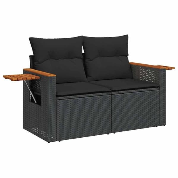 vidaXL Hagesofaer med puter 6 deler svart polyrotting akasie