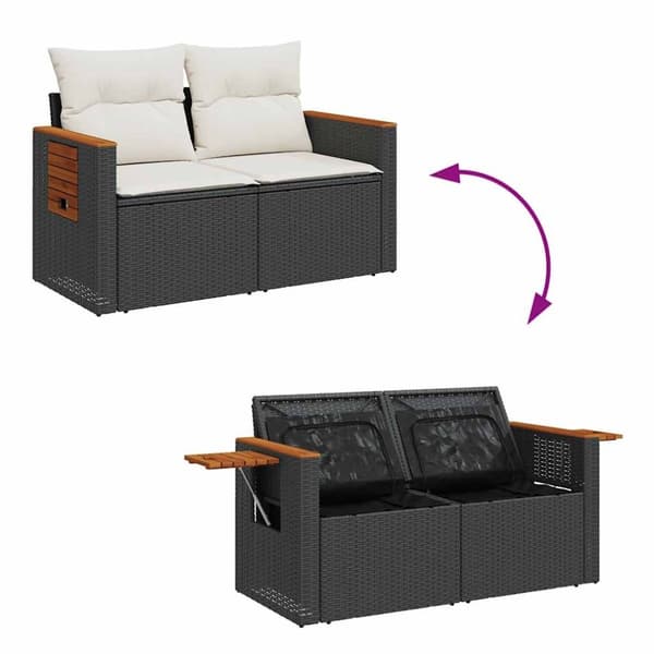 vidaXL Hagesofaer med puter 5 deler svart polyrotting akasie