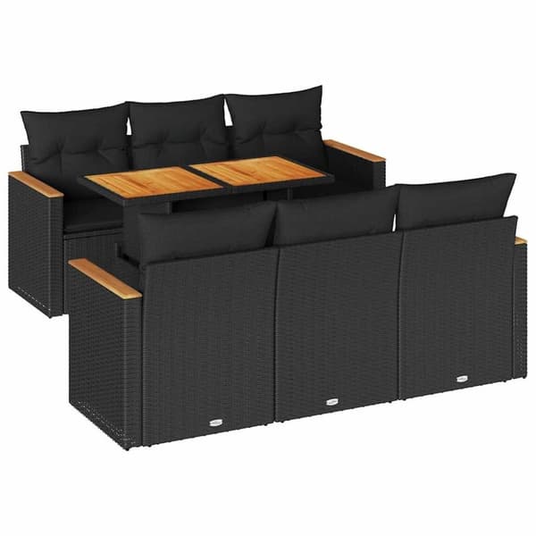 vidaXL Hagesofaer med puter 7 deler svart polyrotting akasie