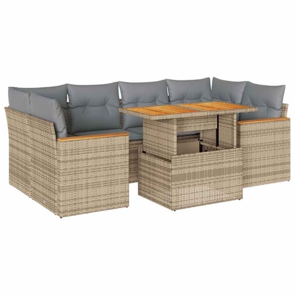vidaXL Hagesofaer med puter 6 deler beige polyrotting akasie