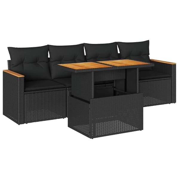 vidaXL Hagesofaer med puter 5 deler svart polyrotting akasie
