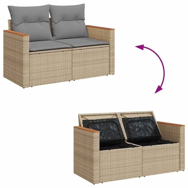 vidaXL Hagesofaer med puter 6 deler beige polyrotting akasie