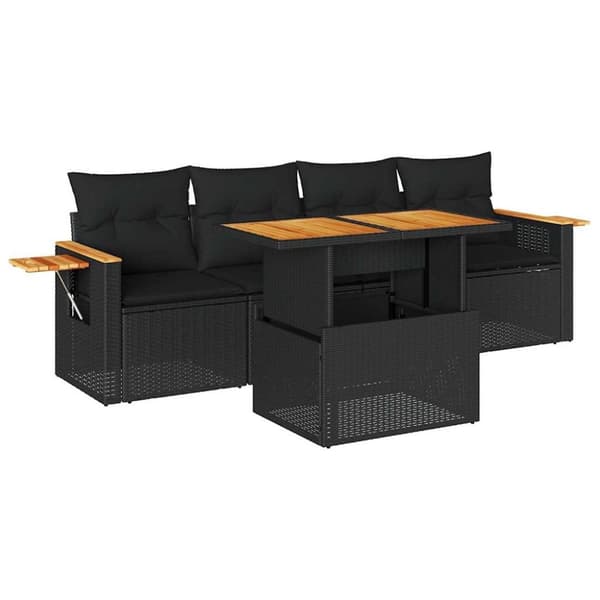 vidaXL Hagesofaer med puter 5 deler svart polyrotting akasie