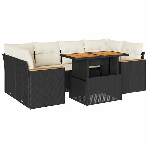 vidaXL Hagesofaer med puter 6 deler svart polyrotting akasie