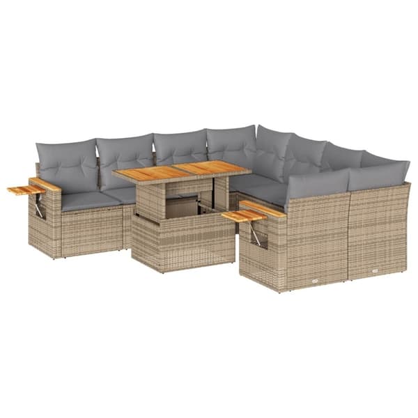 vidaXL Hagesofaer med puter 9 deler beige polyrotting akasie