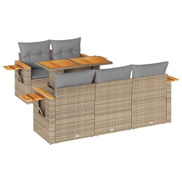 vidaXL Hagesofaer med puter 6 deler beige polyrotting akasie