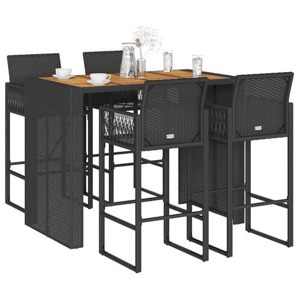 vidaXL Hagebarsett uten puter 5 deler svart polyrotting akasie