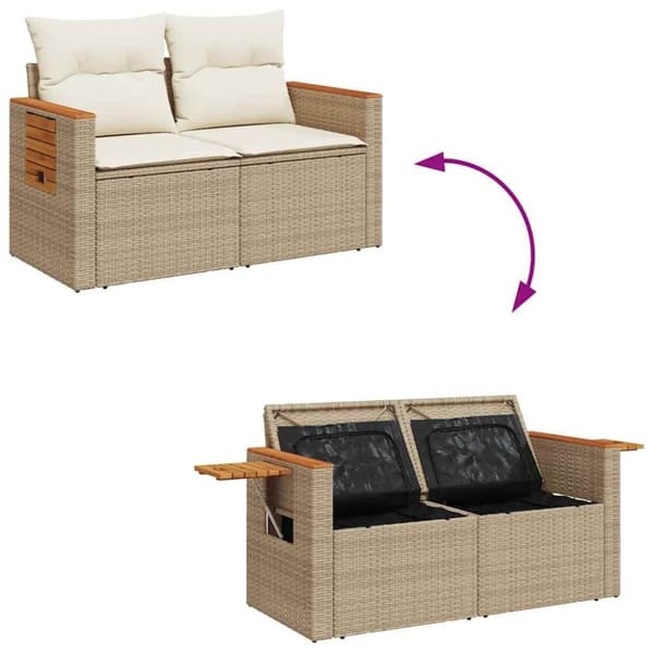 vidaXL Hagesofaer med puter 9 deler beige polyrotting akasie