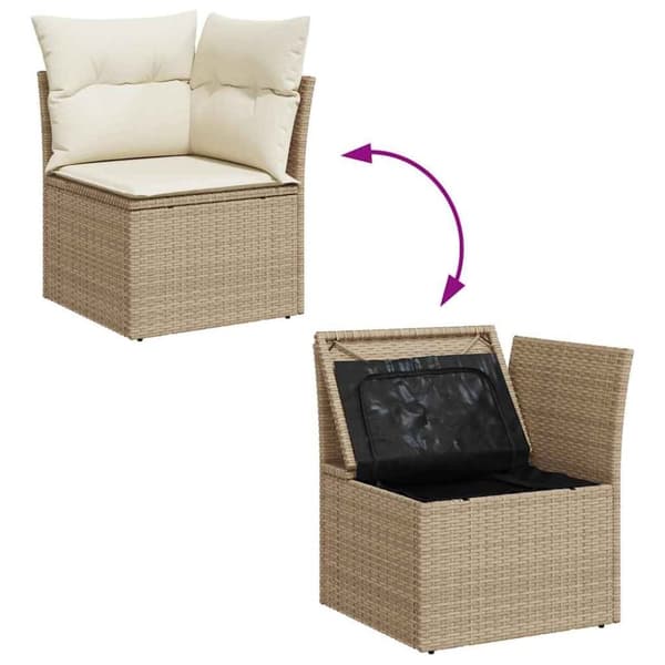 vidaXL Hagesofaer med puter 9 deler beige polyrotting akasie