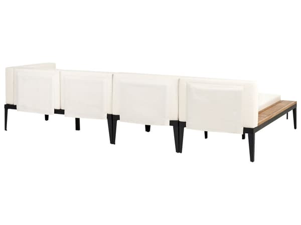 Soffgrupp Höger 4-sits Trädgård Hörnsoffa med Fotpall Ljust Certifierat Akaciaträ Ljus Beige Dynor med Soffbord
