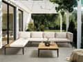 Miniatyrbillede 4 af 11: Loungesæt Beige Akacietræ 4 Personers Udendørs Hjørnesofa Moderne Loungemøbler med Sofabord til Terrasse Have Indretning