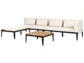 Miniatyrbillede 5 af 11: Loungesæt Beige Akacietræ 4 Personers Udendørs Hjørnesofa Moderne Loungemøbler med Sofabord til Terrasse Have Indretning