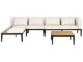 Miniatyrbillede 1 af 11: Loungesæt Beige Akacietræ 4 Personers Udendørs Hjørnesofa Moderne Loungemøbler med Sofabord til Terrasse Have Indretning