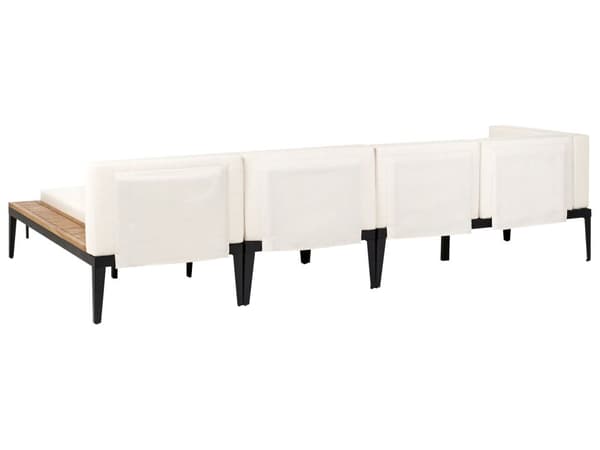 Loungesæt Beige Akacietræ 4 Personers Udendørs Hjørnesofa Moderne Loungemøbler med Sofabord til Terrasse Have Indretning
