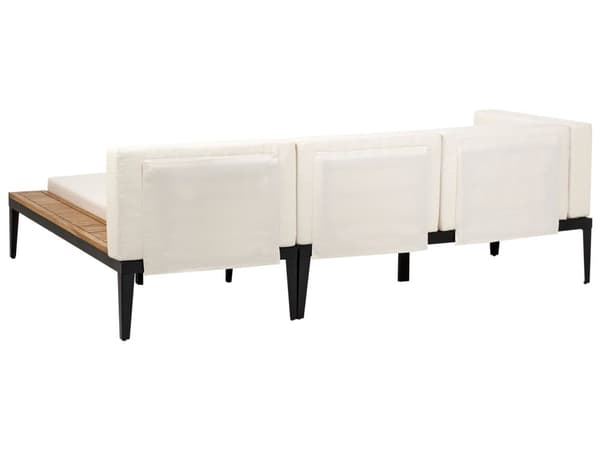 Loungesæt Beige Akacietræ 3 Personers Udendørs Hjørnesofa Moderne Loungemøbler med Sofabord til Terrasse Have Indretning