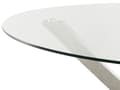 Miniatyrbild 7 av 9: Trädgårdsmatbord Silver Rostfritt Stål Ram Ben Transparent Glasskiva Rund ø 120 cm Utomhus Modern