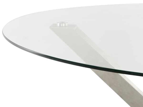 Trädgårdsmatbord Silver Rostfritt Stål Ram Ben Transparent Glasskiva Rund ø 120 cm Utomhus Modern