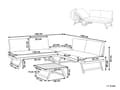 Miniatyrbilde 3 av 11: 5-seters loungesett Hvit ramme i aluminium Grønne sitteputer Hjørnesofa Salongbord Justerbare seter Moderne design Hagemøbler