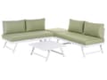 Miniatyrbilde 5 av 11: 5-seters loungesett Hvit ramme i aluminium Grønne sitteputer Hjørnesofa Salongbord Justerbare seter Moderne design Hagemøbler